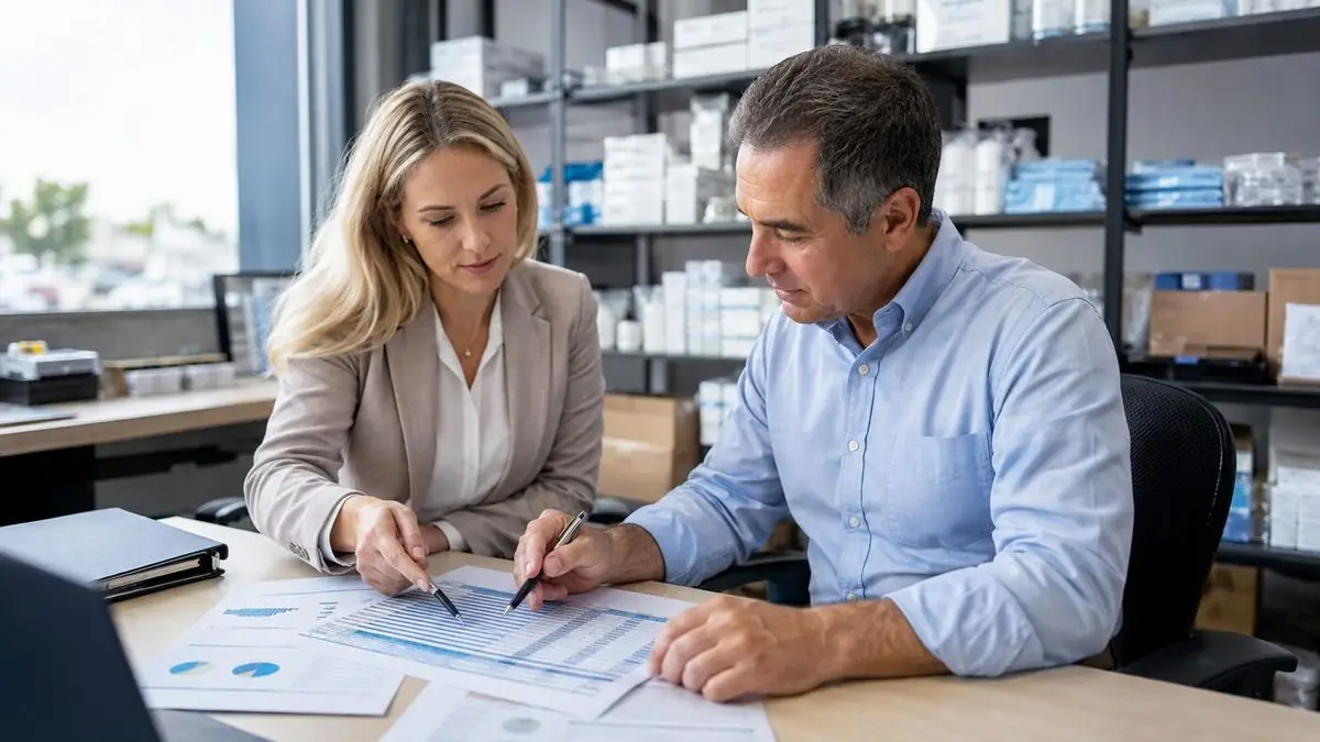 Warehouse receivables meeting – editorial image for “How Florida Businesses Should Evaluate a 3rd Party Collection Agency”.