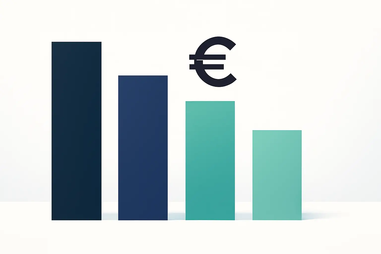 Abstract columns of decreasing height in navy and mint – illustration for the topic Outstanding receivables