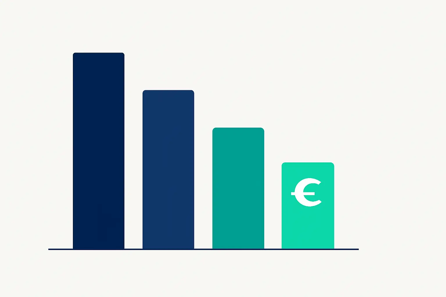 Abstrakte Säulen abnehmender Höhe in Marineblau und Mintgrün – Symbolbild zum Thema Ausstehende Forderungen