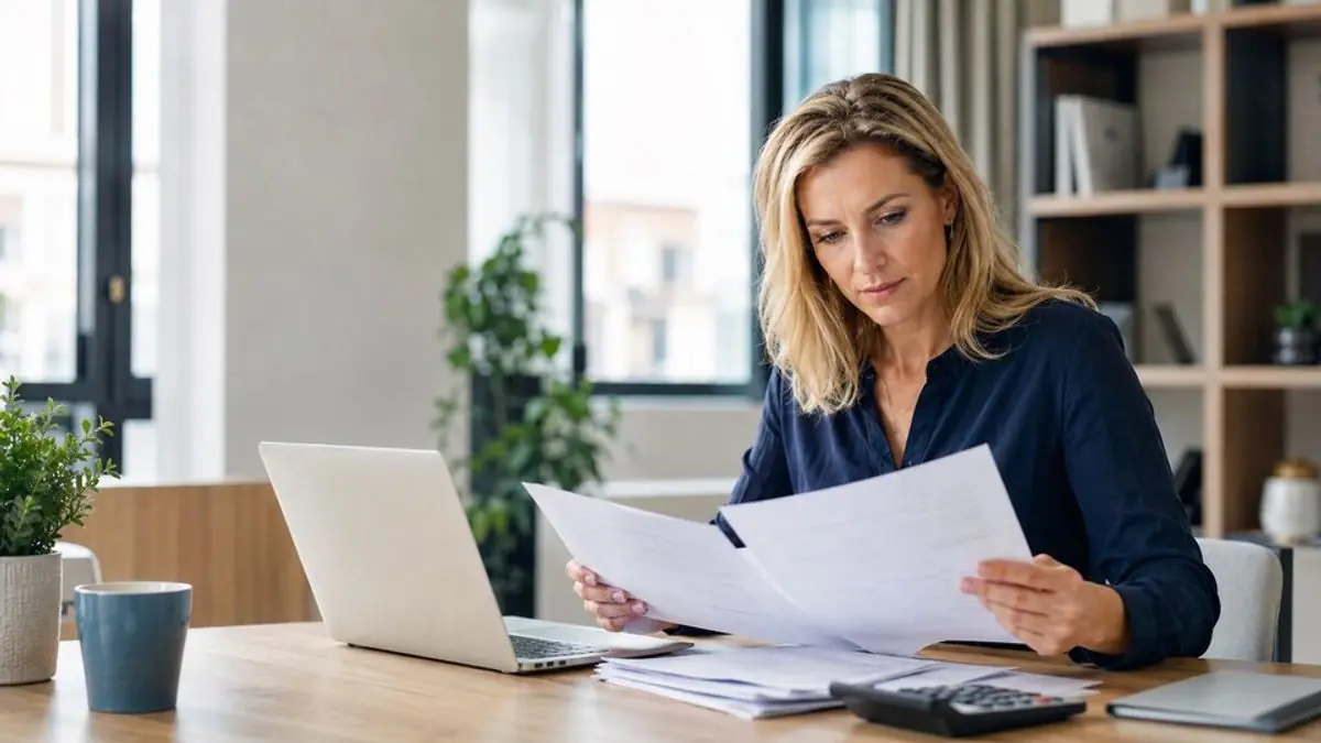 Owner reviewing overdue invoices – editorial image for “How to Choose a Collection Agency for Small Business in California”.