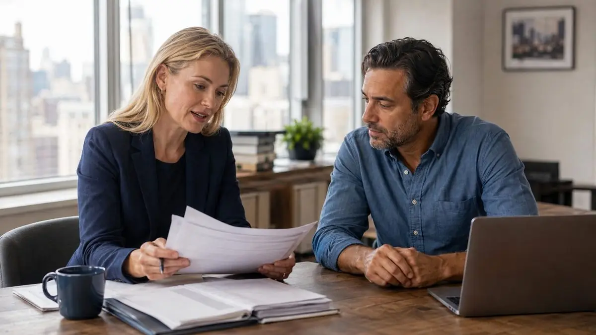 Owner reviewing overdue invoices – editorial image for “How to Choose a Collection Agency for Small Business in Florida”.