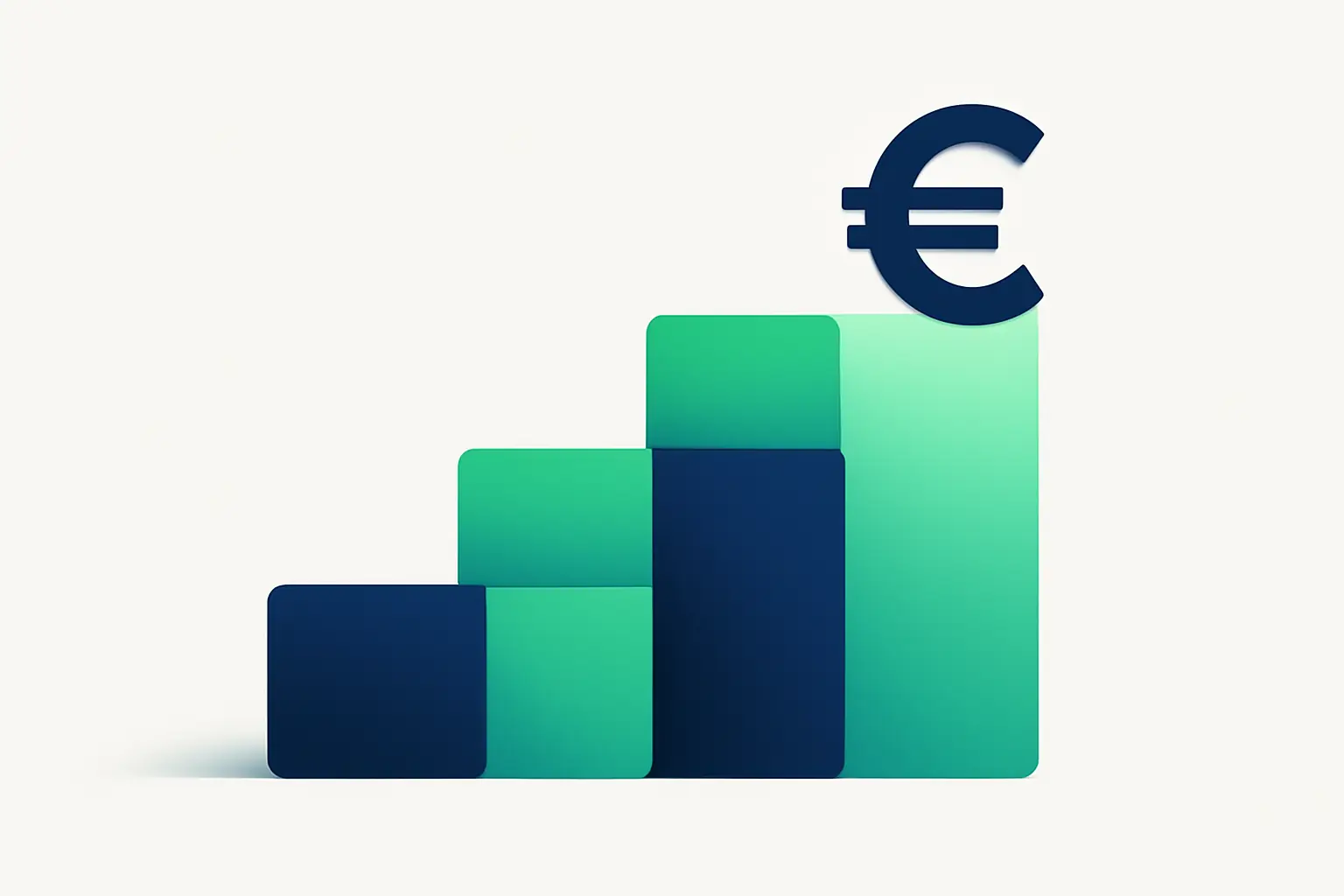 Abstract stacked cards forming an ascending step pattern – illustration for the topic Debt collection for businesses