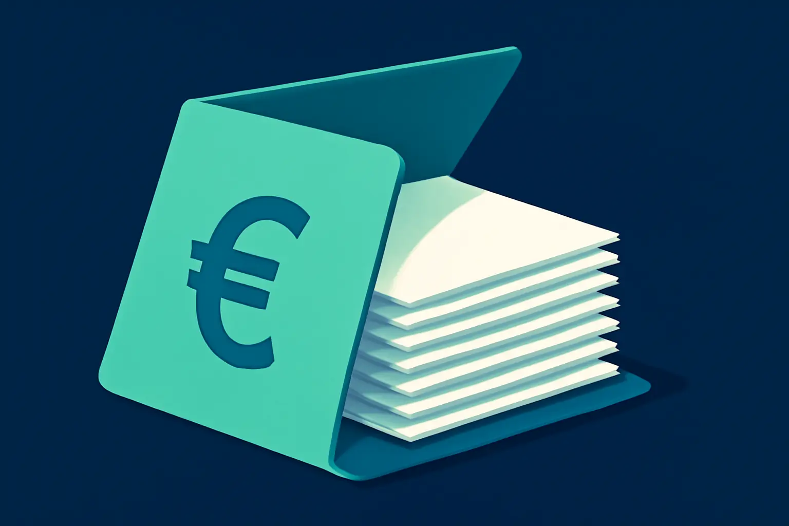 A stylised folder revealing neatly layered paperwork – illustration for the topic Debt collection