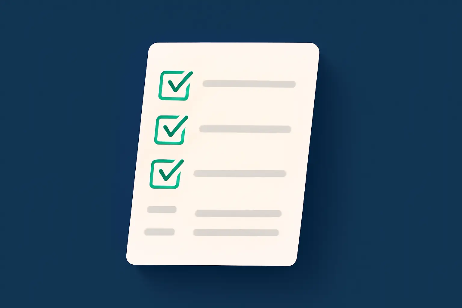 A checklist card with abstract ticked rows – illustration for the topic Open items