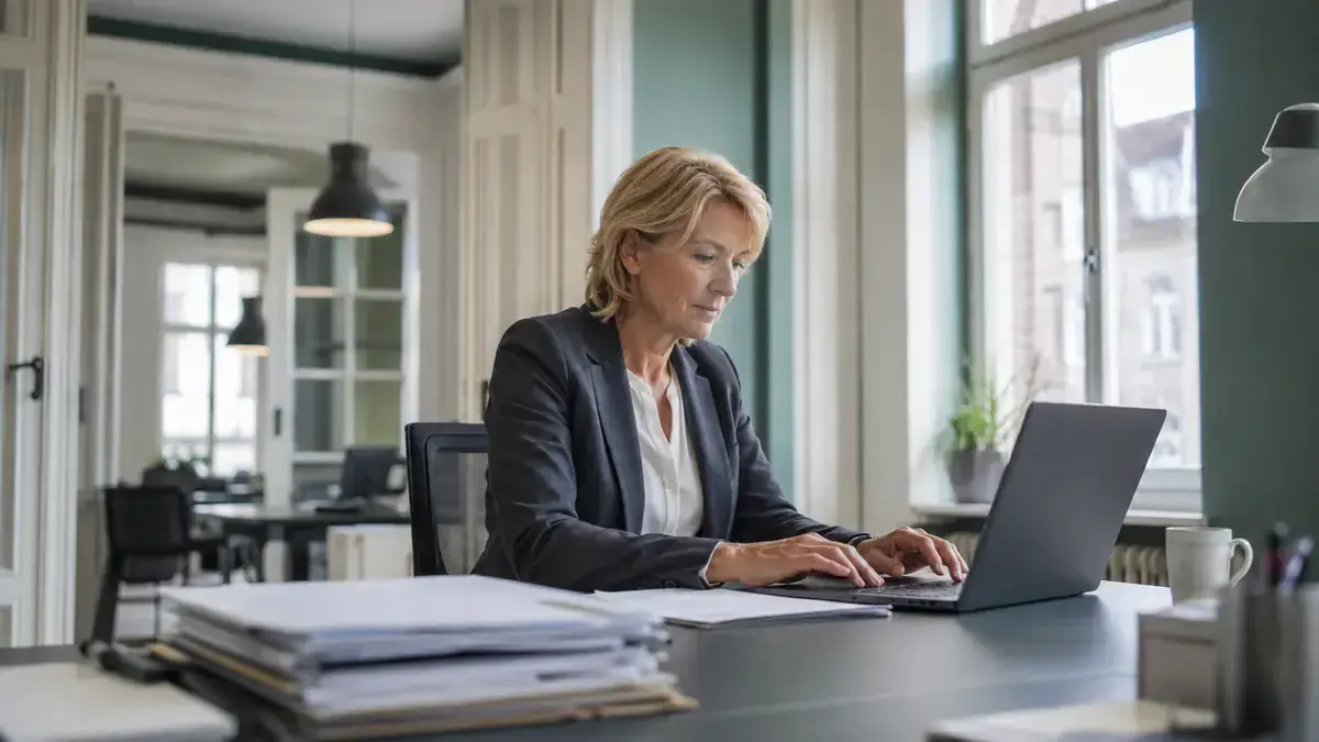 digitale Rechnungserfassung an einem Laptop mit digitalem Rechnungsdokument – Symbolbild zum Beitrag „Offene Posten doppelt erfasst: Ursachen finden und Daten bereinigen“.