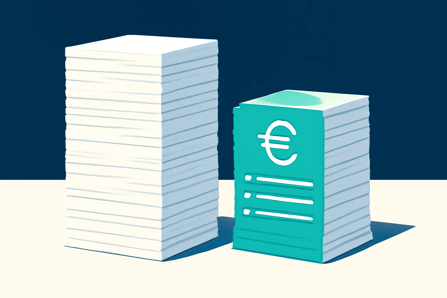 Zwei unterschiedlich hohe Papierstapel nebeneinander – Symbolbild zum Thema Offene Posten