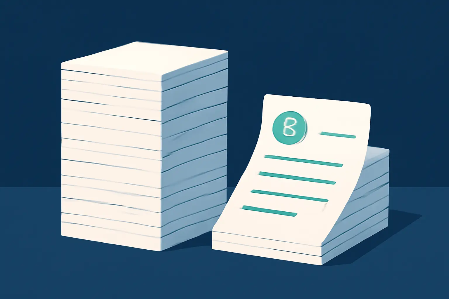 Two stacks of paper of different heights side by side – illustration for the topic Open items