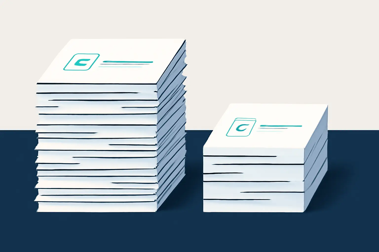Zwei unterschiedlich hohe Papierstapel nebeneinander – Symbolbild zum Thema Offene Posten