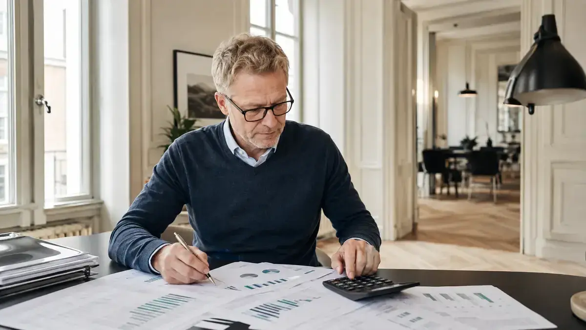 Finanzkennzahlen, Diagramme und ein Taschenrechner mit klarer Kennzahlen-Grafik – Symbolbild zum Beitrag „Offene Posten und DSO: Was die Kennzahl wirklich aussagt“.