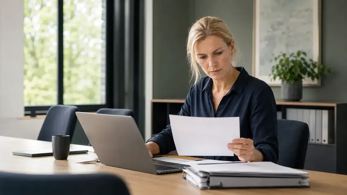 Reconciliation of an invoice with digital accounting data with digital invoice document – editorial image for “Invoice is not paid because of an invoice error: correct, resend and set a deadline”.